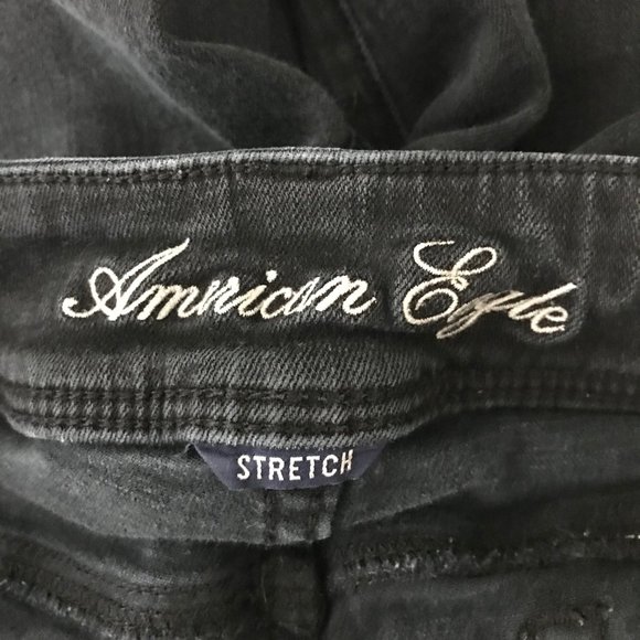 American Eagle Outfitters Skinny Jeans 4R Regular Black Low Rise Stretch - Picture 8 of 10